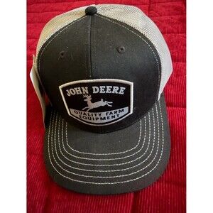 John Deere Black & Gray Mesh Trucker Cap with Green Tag. One size